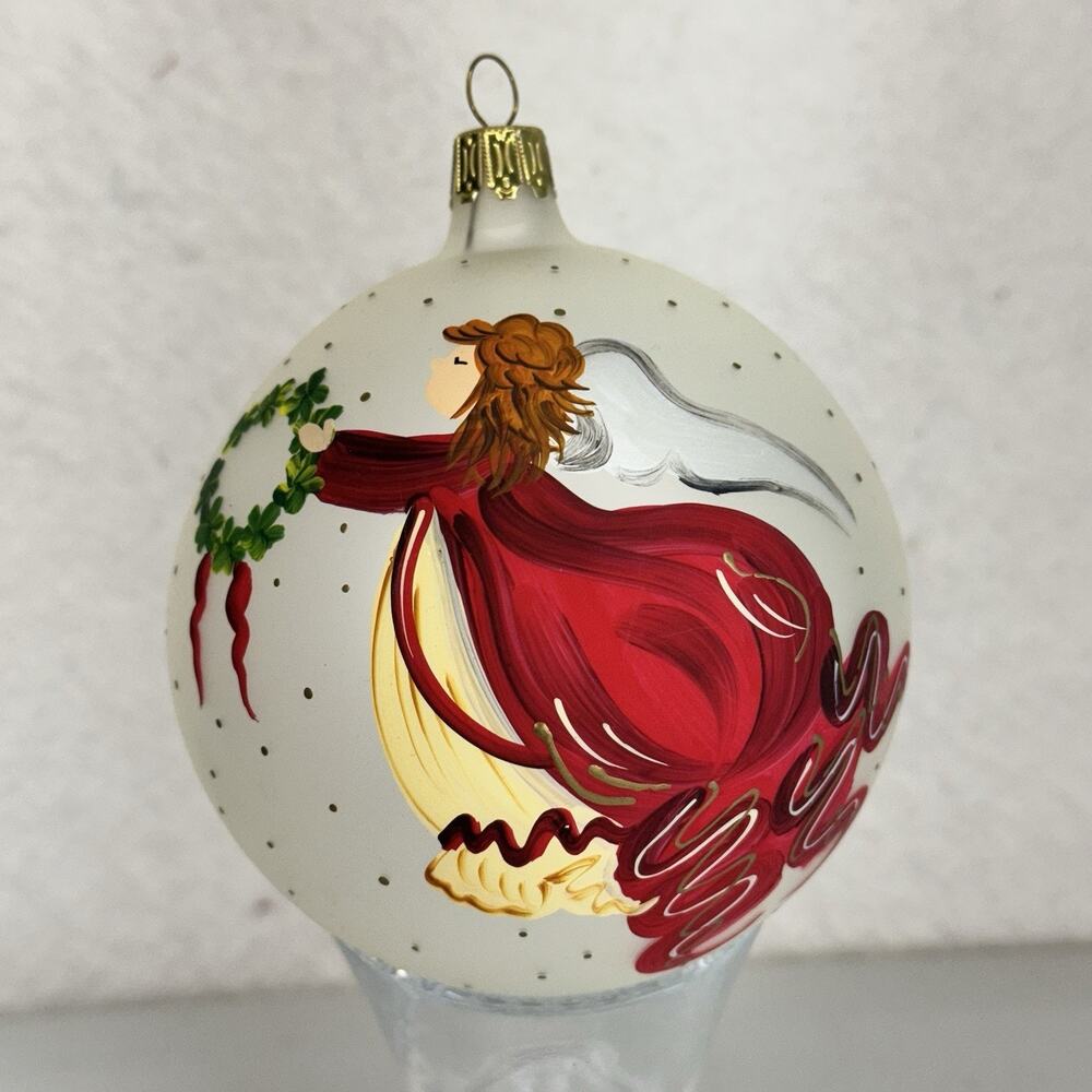 4" Hand Painted Christmas Tree Ornament Trumpeting Angel Old World Italy VTG